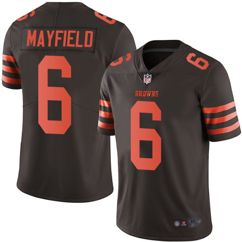 Cleveland Browns Baker Mayfield Men Brown Limited Jersey #6 NFL Football Rush Vapor Untouchable->cleveland browns->NFL Jersey